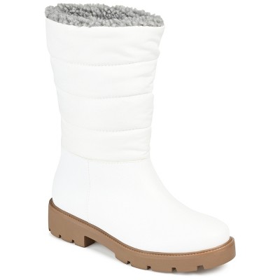 Journee Collection Womens Nadine Tru Comfort Foam Block Heel Winter Boots White 10