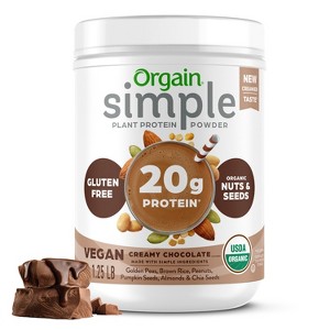 Orgain Organic Vegan Simple Ingredient Plant Based Protein Powder - Chocolate - 1.25lbs - 1 of 4
