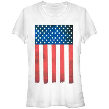 Juniors Womens Lost Gods American Flag Paint Print T-Shirt