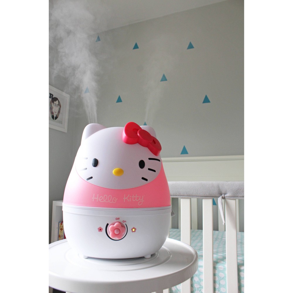 Crane Adorable Hello Kitty Ultrasonic Cool Mist Humidifier - 1gal Get relief from cold and flu symptoms and bring wellness to your entire family with a Crane Adorable humidifier. Featuring an award winning, child friendly animal designs and top rated performance. Crane’s 1 Gal. Adorable ultrasonic cool mist humidifiers provide up to 500 sq. ft. of coverage and 24 hours of soothing moisture to help relieve the effects of dryness and congestion, helping you and your family to breathe easy and sleep through the night peacefully. Color: One Color.