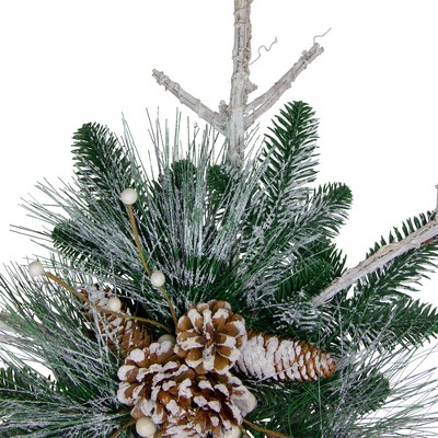 24" Frosted Mixed Pine Twig Snowflake Ornament with Pine Cones and Berries