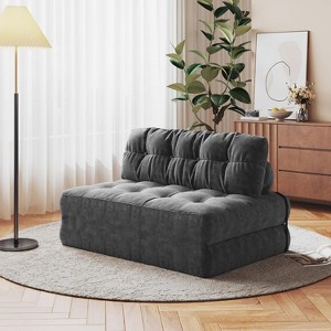 Corduroy Sofa Bed with Lumbar Pillow - Single Size Foldable Sleeper Chair for Small Spaces, Space Saving Convertible Futon & Guest Bed - 1 of 4