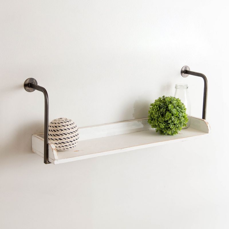 VIP Metal 25 in. White Wall Shelf with Pipe Style Holders, 3 of 4