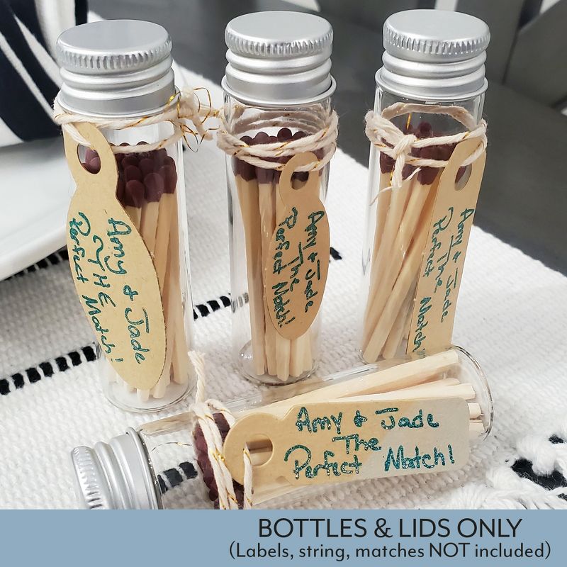 Darware Party Favor Matches Jars, 24pk; Empty Glass Vials w/ Strike Stickers for Wedding Favors and DIY Gifts, 5 of 9
