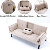 QingMoon 70" Convertible Sofa Bed, Foldable 2-Seater Futon Couch, with 2 Cup Holders, 2 Pillow and Side Storage for Living Room, Apartment - 4 of 4