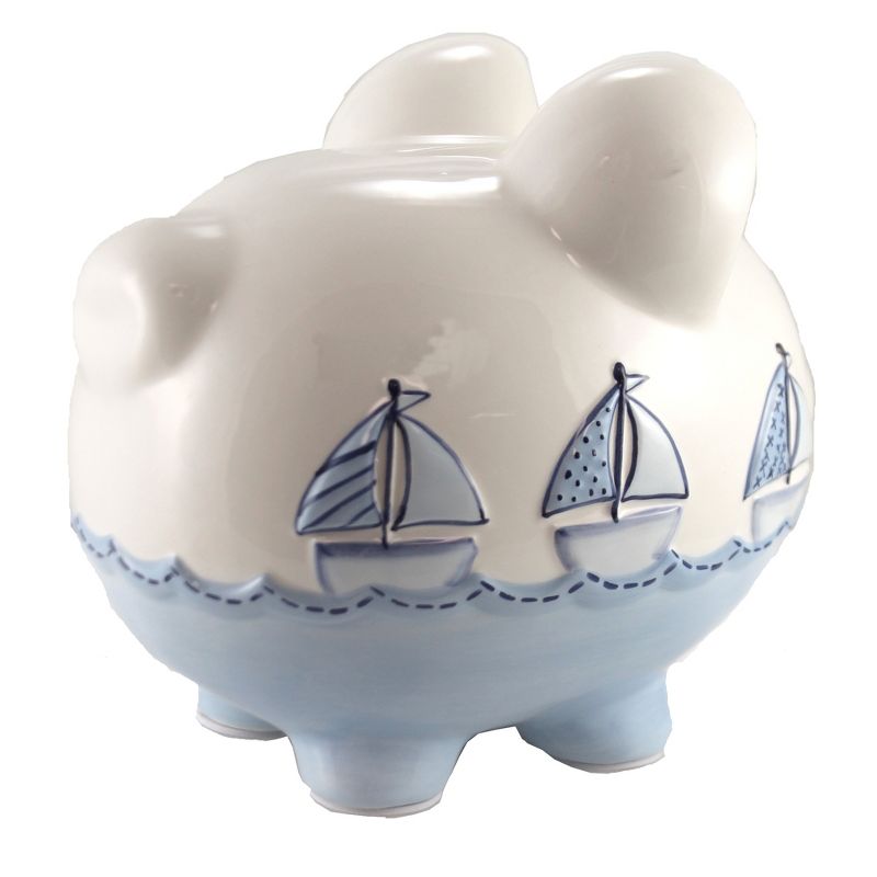 Child To Cherish 7.75 In Triple Sailboat Piggy Bank Ocean Water Waves Decorative Banks, 4 of 5