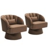 Swivel barrel armchair, 360 degree velvet upholstered armchair with striped backrest, ergonomic design, suitable for living room bedroom backyard etc - 3 of 4