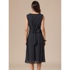 INSPIRE CHIC Women's Polka Dot Sleeveless V Neck Tie Waist Chiffon Front Pockets A-Line Midi Dresses - 3 of 4