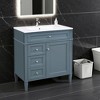 Wooakway 30"L White Modern Bathroom Vanity with Sink 2 Drawers Tip Out Storage Cabinet - 2 of 4