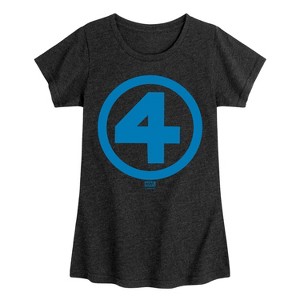 Girls' - Marvel - Fantastic Four Logo Blue Fitted Short Sleeve Graphic T-Shirt - 1 of 4