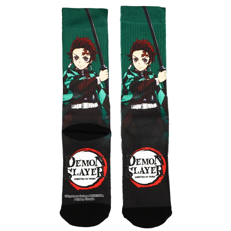 Demon Slayer Green Sublimated crew Socks for Men, 2 of 4