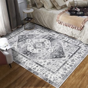 Vintage Floral Distressed Printed Area Rug Low Pile Machine Washable Stain Resistant Non Shedding Non Slip Pet Friendly Floor Mat - 1 of 4