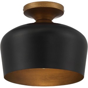 Possini Euro Design Davina Modern Ceiling Light Semi Flush Mount Fixture 11 3/4" Wide Matte Black Gold Metal for Bedroom Kitchen Living Room Hallway - 1 of 4