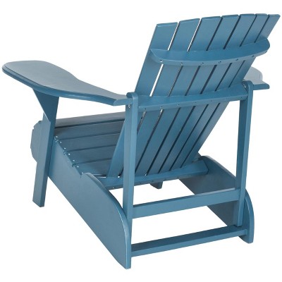 Transitional Teal Acacia Wood Arm Chair with Wide Rest