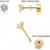Flat Screw Back Stud Earrings, Small 2mm - 4mm Gold Color for Helix Cartilage Tragus Earlobe Piercing for Women - 2 of 3