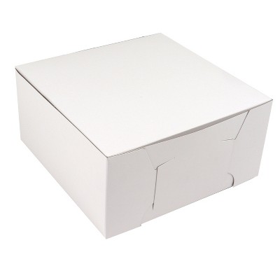 O'Creme One Piece White Cake Box, 10" x 10" x 4" High, Pack of 100