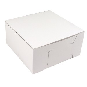 O'Creme One Piece White Cake Box, 10" x 10" x 4" High, Pack of 100 - 1 of 2