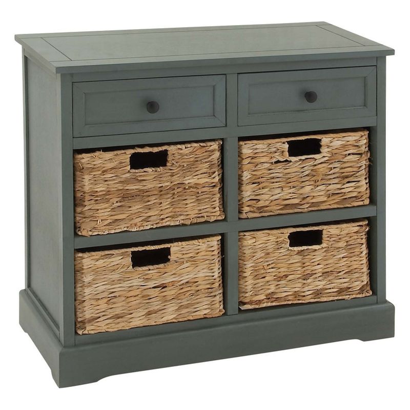 Wood Console 4 Wicker Baskets 2 Drawers Blue - Olivia & May, 5 of 9