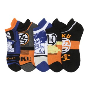 Dragon Ball Z Goku Character Art & Kanji Symbols Men's 5-Pair Ankle Socks - 1 of 4