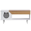 GustoWave 45" Farmhouse Cat Bed Cave Coffee Table with Hidden Compartment, Wood Square Coffee Table with Cat House - 2 of 4