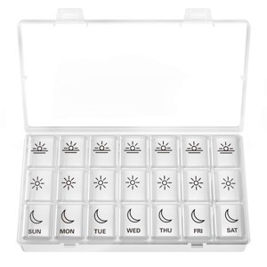 BUG HULL Weekly Pill Organizer 3X a Day, 7 Day Medicine Pill Organizer, 3 Times a Day, Travel Pill Case, Container for Vitamins, Supplements, Black - 1 of 4