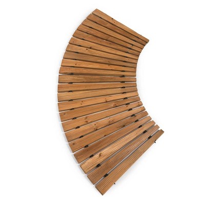 Plow & Hearth Multipurpose Roll-Out Semi-Flexible Reversible Curved Natural Durable Hardwood Plank Pathway Walkway for Garden 4'L x 18"W