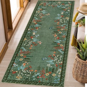 Boho Washable Floral Rugs, Large Living Room Rug, Non-Slip Soft  Indoor Rugs for Bedroom, Area Rug Carpet for Dining Room Guest Room - 1 of 4