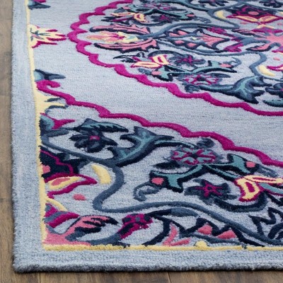 Handmade Blue/Multi Wool Tufted Square Area Rug 5' x 8'