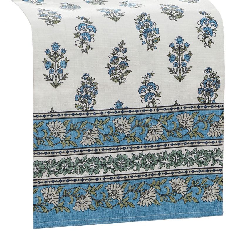 Tropez Block Print Stain & Water Resistant Indoor/Outdoor Table Runner - Multicolor - 13x70 - Elrene Home Fashions, 2 of 5