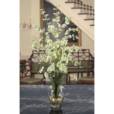 Elegant Orchid 29" Silk Flower Arrangement in Glass Vase