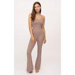 Yogalicious Womens Lux Scarlett Flare Jumpsuit with Built-In Bra