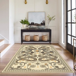 Washable Modern Snake Printed Rug Non Slip Low Pile Rug Soft Throw Floor Cover Foldable Indoor Carpet for Living Room Bedroom Playroom Nursery - 1 of 4