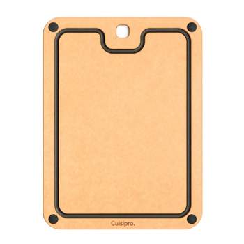 Cuisipro Fibre Wood Cutting Board with Silicone Feet, 12 x 9 Inch, Natural/Slate
