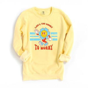 Simply Sage Market Women's  Garment Dyed Graphic Sweatshirt Life's Too Short - 1 of 2