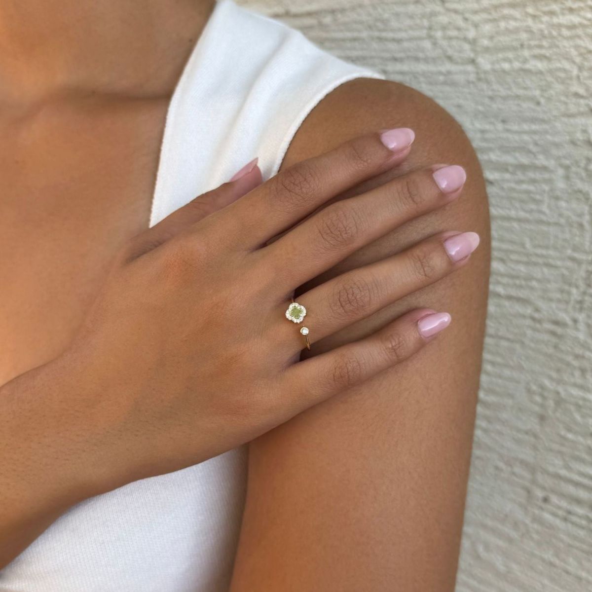 Adornia 14k Gold Plated CZ Open Band Clover Ring - thumbnail 2