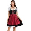 Womens Velvet Short Sleeve Color Block Apron Dress Two Piece Set Ruffle Neck Dress - 4 of 4
