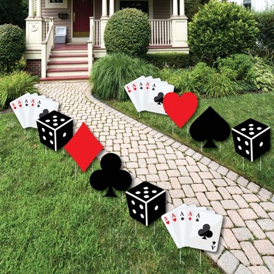 Big Dot of Happiness Las Vegas - Card Suits and Dice Lawn Decorations - Outdoor Casino Themed Yard Decorations - 10 Piece