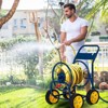 Tangkula 4-Wheel Garden Water Hose Reel Cart, Heavy Duty Wheel Water Planting Cart with Non-slip Crank Handle, Outdoor Slide Hose Guide System Blue/Grey - 3 of 4