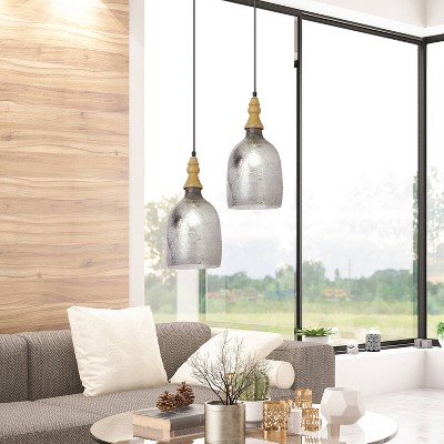 Coralie 19'' Etched Silver Glass Bell-Shaped Pendant Lamp