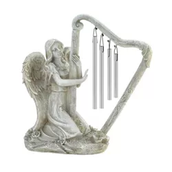 10.5" Metal Angel Harp Wind Chime Ivory - Zingz & Thingz
