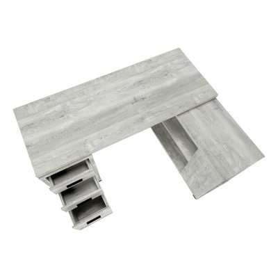 47" Gray L Shape Computer Desk With Three Drawers
