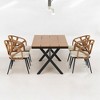 Contemporary Outdoor Set with PE Rattan Chairs and Plastic Wood Table – Weather-Resistant, Minimalist Design for Gardens, Patios, and Lawns - 2 of 4