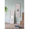 Dexmalle Set of 2 Large Wooden Wall Art Panels with Distressed White Finish and Round Mirror Accents - 3 of 4