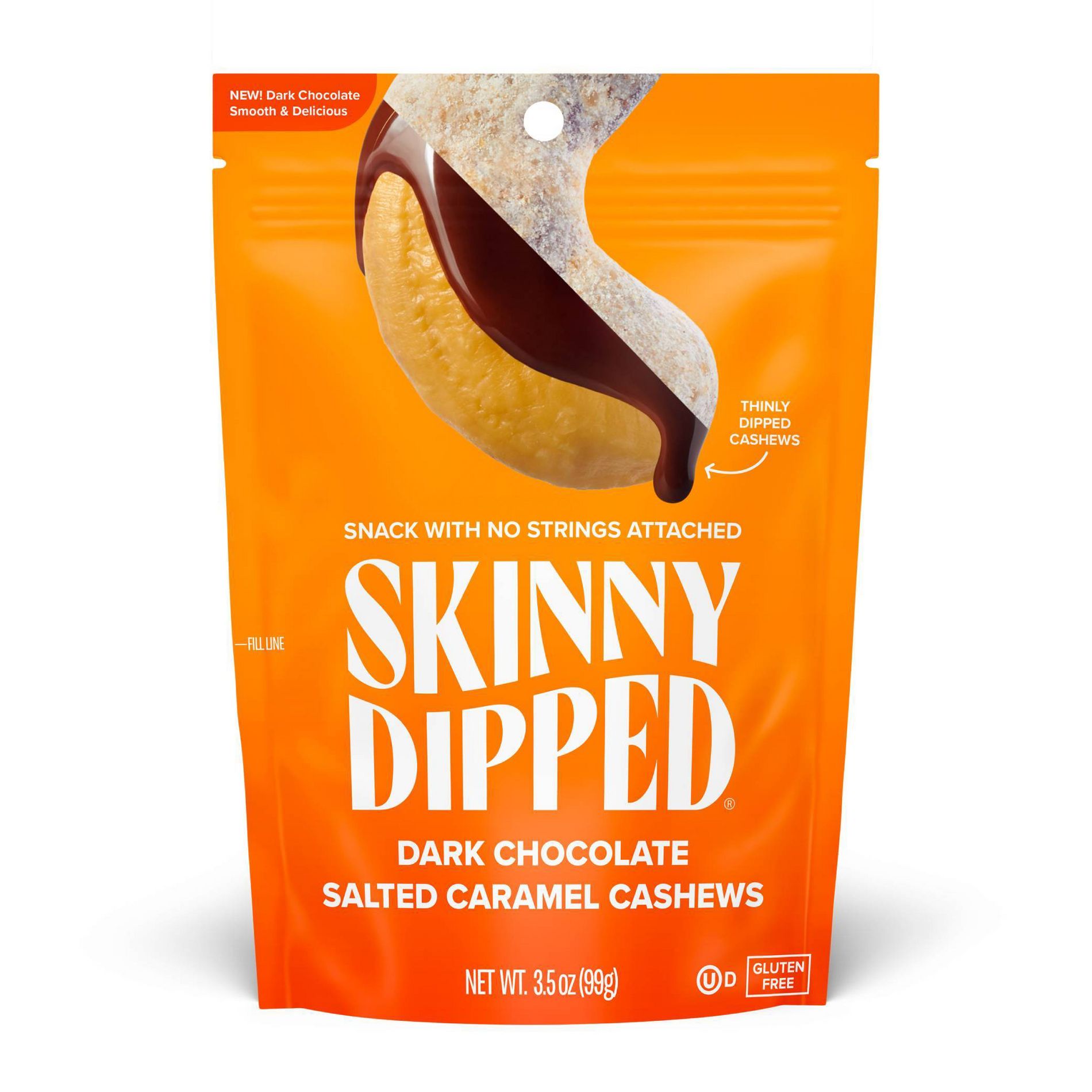 SkinnyDipped Dark Chocolate Salted Caramel Cashews - 3.5oz