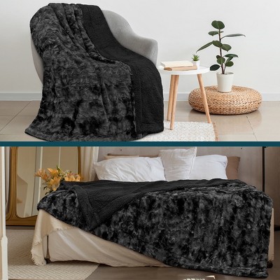 Pavilia Tiedye Faux Fur Throw Blanket, Furry Fuzzy Fluffy Shaggy Plush Warm Reversible Thick