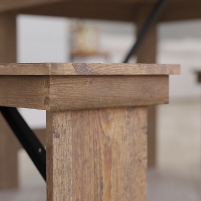 Antique Rustic Solid Pine 42" Folding Farmhouse Bench