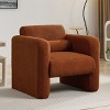 Modern Accent Chair Lambskin Fabric Upholstered Comfy Reading Arm Chair Soft Padded Armchair with Back and Pillow,Burnt Orange - 3 of 4