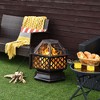 Costway 26''Outdoor Hex-shaped Fire Pit Wood Burning Bowl W/ Screen Cover and Poker - 4 of 4