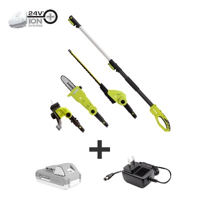 Sun Joe GTS4002C 24-Volt iON+ Cordless Lawn Care System Kit | Hedge Trimmer | Pole Saw | Grass Trimmer | W/ 2.0-Ah Battery and Charger