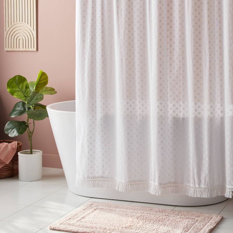 Textured Crochet Trim Shower Curtain White - Threshold&#8482;, 3 of 6